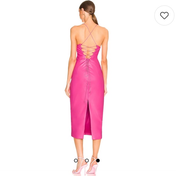 COPY - Bardot | Helena Vegan Leather Dress In Hot Pink Size 4 NEW - Picture 4 of 10